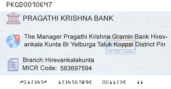 Karnataka Gramin Bank HirevankalakuntaBranch 