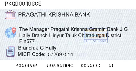 Karnataka Gramin Bank J G HallyBranch 