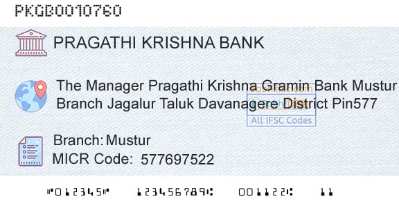 Karnataka Gramin Bank MusturBranch 
