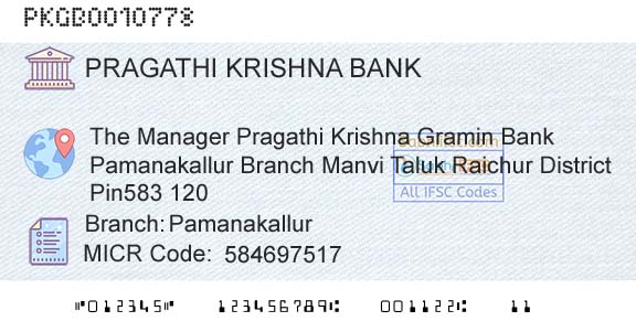 Karnataka Gramin Bank PamanakallurBranch 
