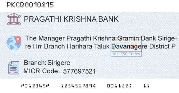 Karnataka Gramin Bank SirigereBranch 