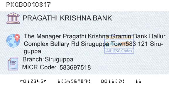 Karnataka Gramin Bank SiruguppaBranch 