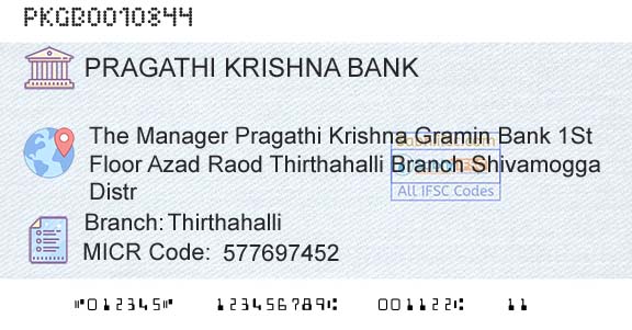 Karnataka Gramin Bank ThirthahalliBranch 