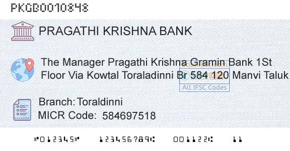 Karnataka Gramin Bank ToraldinniBranch 