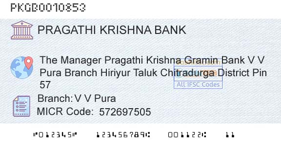 Karnataka Gramin Bank V V PuraBranch 
