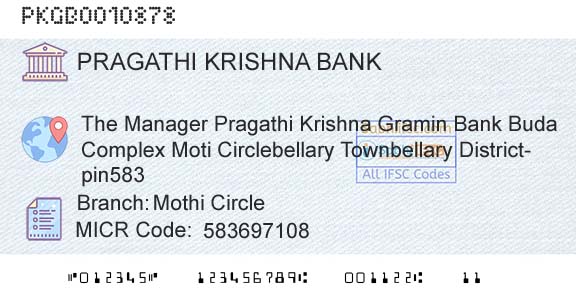 Karnataka Gramin Bank Mothi CircleBranch 