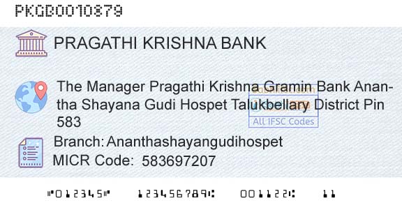 Karnataka Gramin Bank AnanthashayangudihospetBranch 