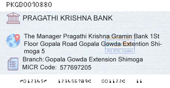 Karnataka Gramin Bank Gopala Gowda Extension ShimogaBranch 