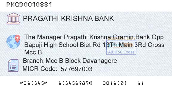 Karnataka Gramin Bank Mcc B Block DavanagereBranch 