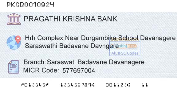 Karnataka Gramin Bank Saraswati Badavane DavanagereBranch 