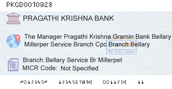 Karnataka Gramin Bank Bellary Service Br MillerpetBranch 