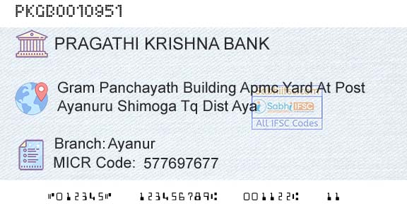 Karnataka Gramin Bank AyanurBranch 
