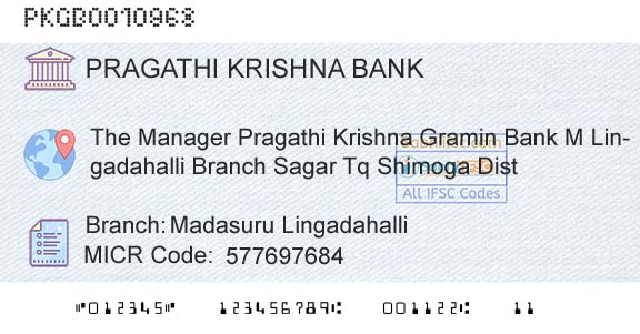 Karnataka Gramin Bank Madasuru LingadahalliBranch 