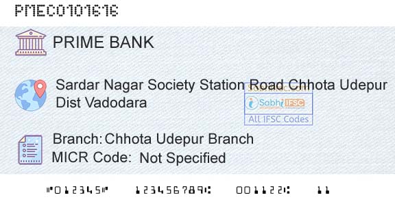Prime Cooperative Bank Limited Chhota Udepur BranchBranch 