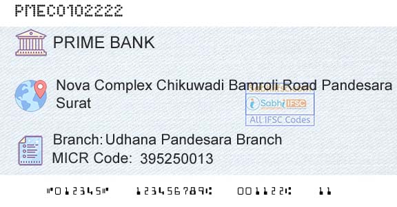 Prime Cooperative Bank Limited Udhana Pandesara BranchBranch 