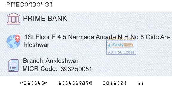 Prime Cooperative Bank Limited AnkleshwarBranch 