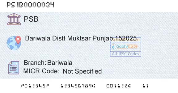 Punjab And Sind Bank BariwalaBranch 