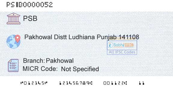 Punjab And Sind Bank PakhowalBranch 