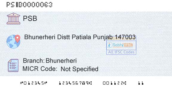 Punjab And Sind Bank BhunerheriBranch 