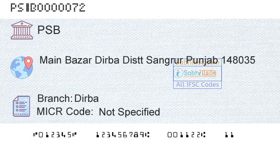 Punjab And Sind Bank DirbaBranch 
