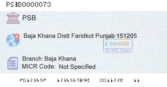 Punjab And Sind Bank Baja KhanaBranch 