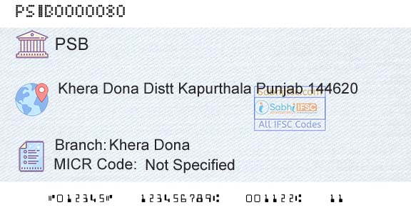 Punjab And Sind Bank Khera DonaBranch 