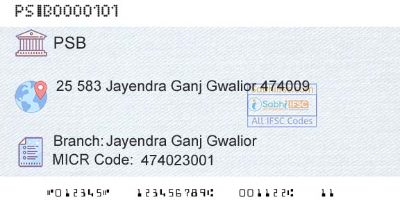 Punjab And Sind Bank Jayendra Ganj GwaliorBranch 