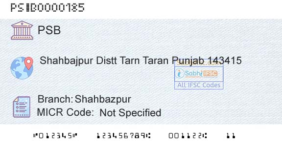 Punjab And Sind Bank ShahbazpurBranch 