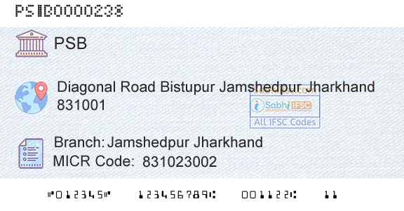 Punjab And Sind Bank Jamshedpur JharkhandBranch 