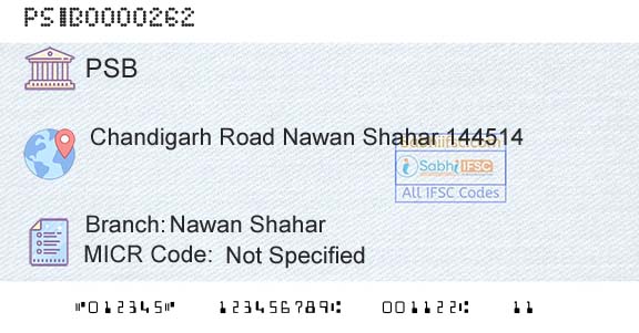 Punjab And Sind Bank Nawan ShaharBranch 