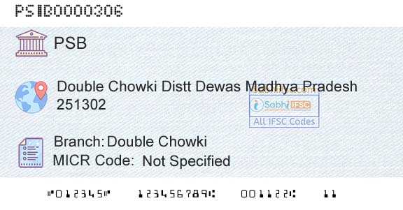 Punjab And Sind Bank Double ChowkiBranch 