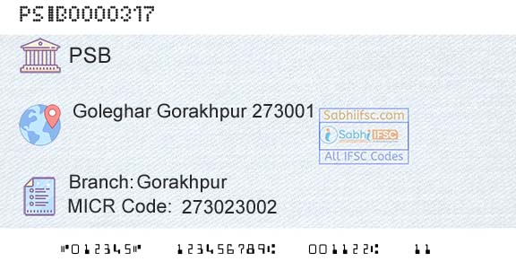 Punjab And Sind Bank GorakhpurBranch 