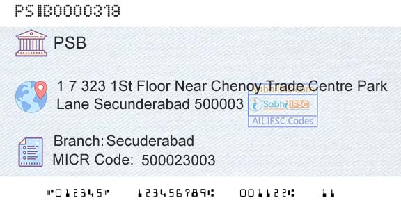 Punjab And Sind Bank SecuderabadBranch 