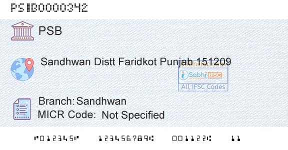 Punjab And Sind Bank SandhwanBranch 