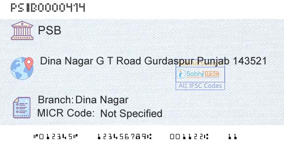 Punjab And Sind Bank Dina NagarBranch 