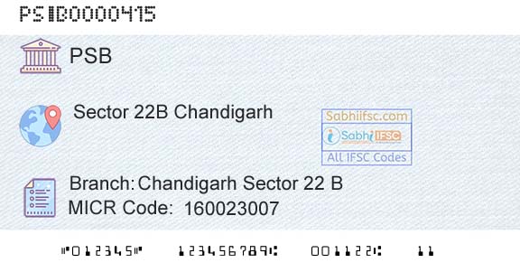 Punjab And Sind Bank Chandigarh Sector 22 BBranch 
