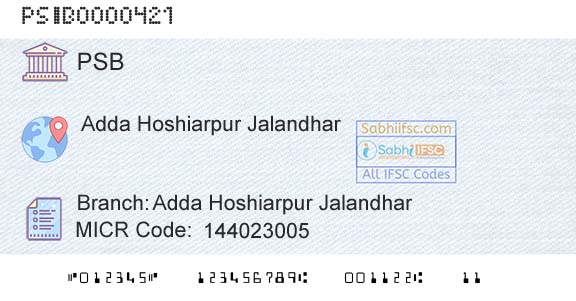 Punjab And Sind Bank Adda Hoshiarpur JalandharBranch 