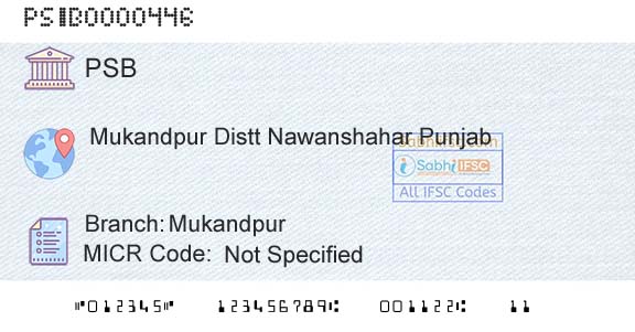 Punjab And Sind Bank MukandpurBranch 