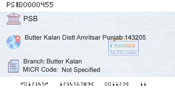 Punjab And Sind Bank Butter KalanBranch 