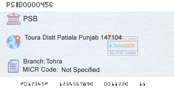 Punjab And Sind Bank TohraBranch 