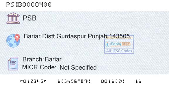 Punjab And Sind Bank BariarBranch 