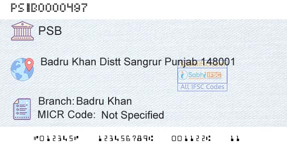 Punjab And Sind Bank Badru KhanBranch 