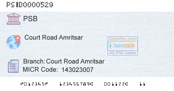 Punjab And Sind Bank Court Road AmritsarBranch 