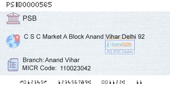 Punjab And Sind Bank Anand ViharBranch 