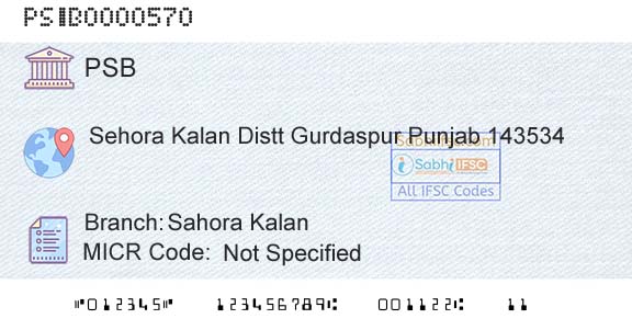 Punjab And Sind Bank Sahora KalanBranch 