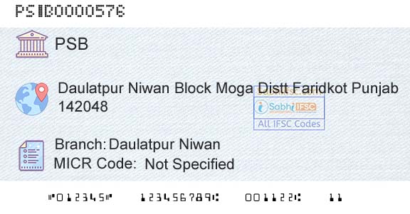 Punjab And Sind Bank Daulatpur NiwanBranch 