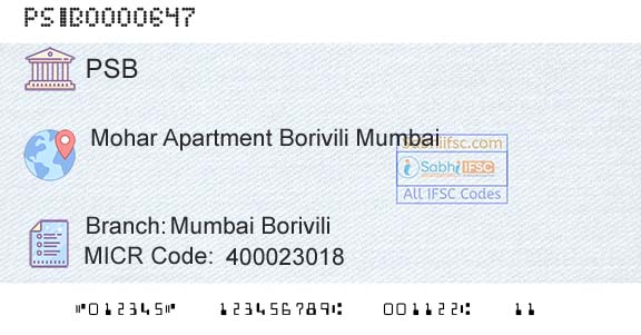 Punjab And Sind Bank Mumbai BoriviliBranch 
