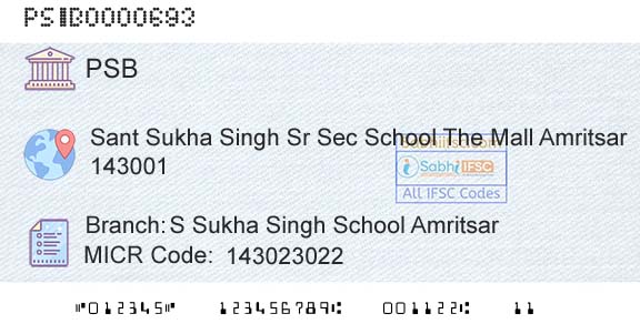 Punjab And Sind Bank S Sukha Singh School AmritsarBranch 