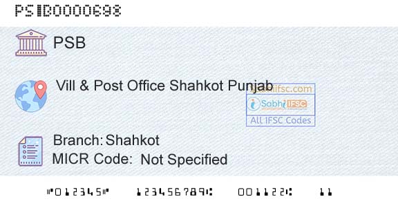 Punjab And Sind Bank ShahkotBranch 