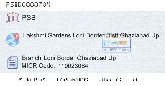 Punjab And Sind Bank Loni Border Ghaziabad UpBranch 